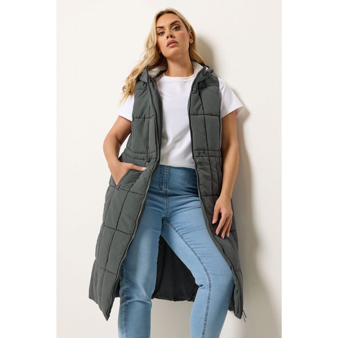 Yours Grey Midi Gilet Size 42