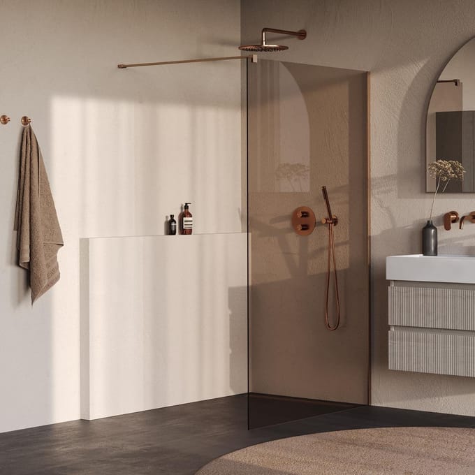 Brauer Oblivion - Inloopdouche - Brons Glas - 120 x 200 cm - incl. Glascoating - PVD Koper Geborsteld