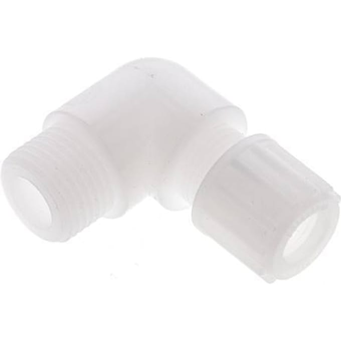 12x10mm & G1/2'' PVDF L-Vorm Knelfitting Buitendraad 10bar