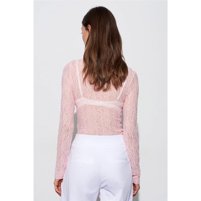 Slim Fit Kanten Bootsvorm Blouse