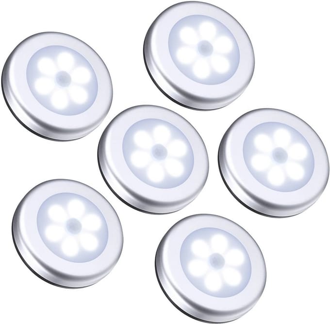 Nachtlampje met Bewegingsmelder - 6 Stuks LED Sensor Licht voor Gangen en Trappen
