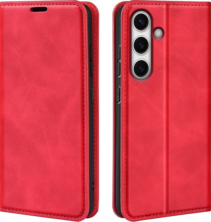 MobyDefend Hoesje - Geschikt voor Samsung Galaxy S24 FE - Luxe Wallet Bookcase (Magnetische Sluiting) - Rood