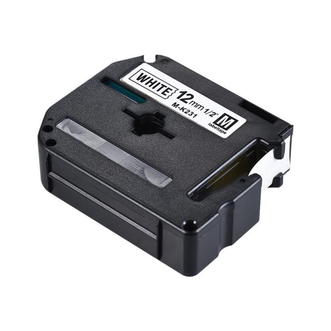 Ruban d'étiquettes en plastique noir sur blanc, 12mm x 8m, pour imprimante Brother PT-65/PT70/80 9mm noir