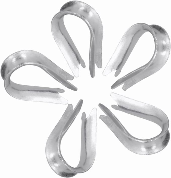 50 Stuks Draad Rope Thimble en Clips van RVS voor Kabelbevestiging en Scheepsbouw Accessoires