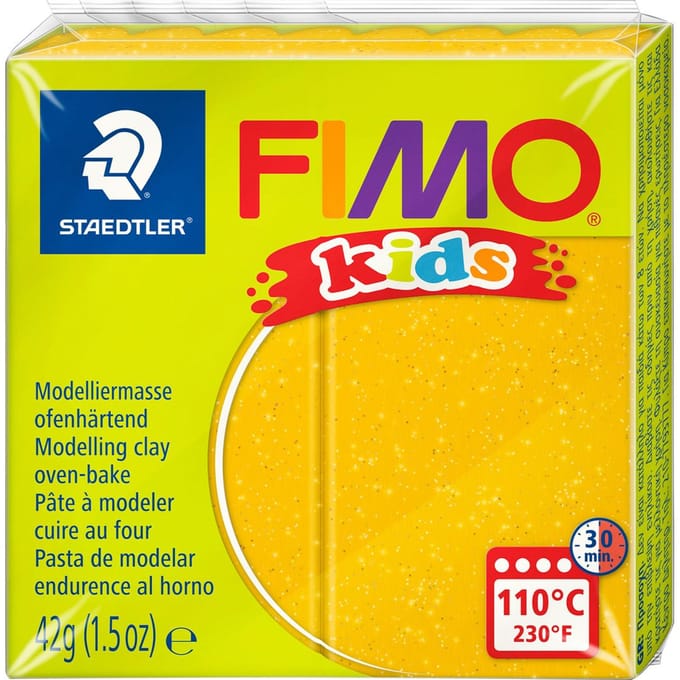FIMO kids 8030 - ovenhardende boetseerklei - blokje 42 g - glitter goud