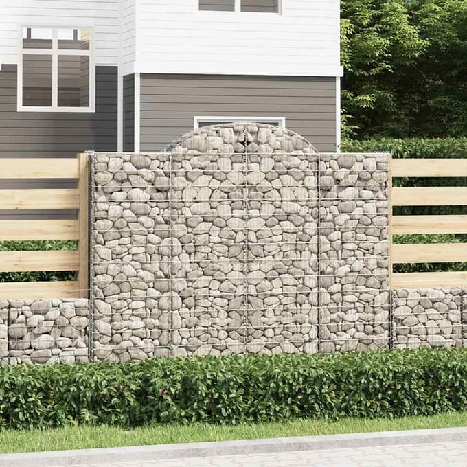 vidaXL - Schanskorven - 15 - st - gewelfd - 200x50x160/180 - cm - ijzer