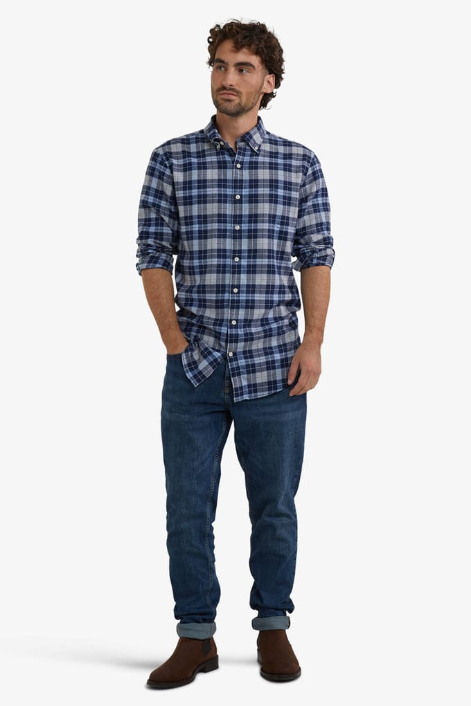 McGregor Flannel Check Shirt Light Blue Größe: S | Casual hemden Outlet | Herren | Blau