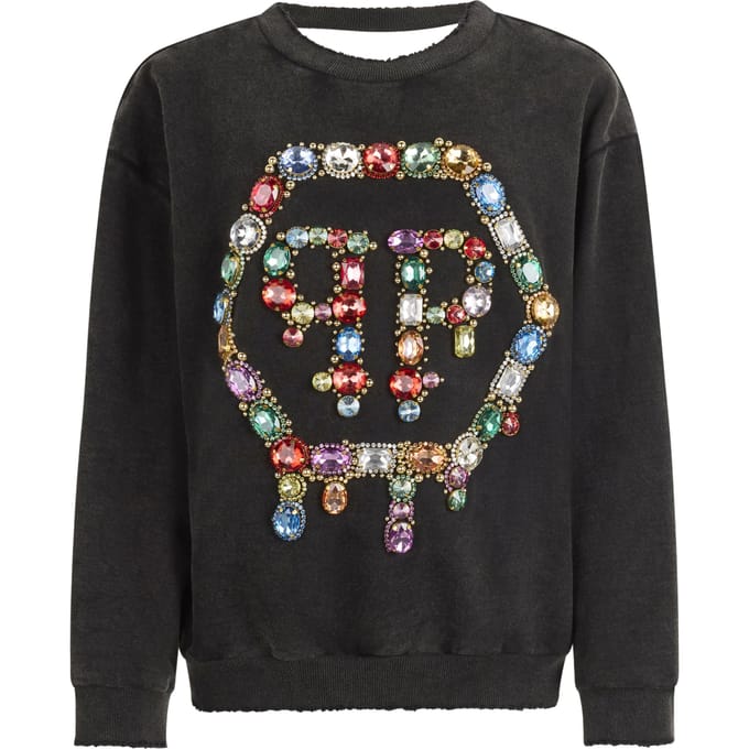 Open Back Sweatshirt Hexagon Stones