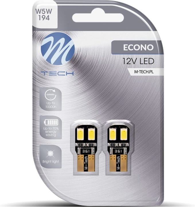 M-Tech LED W5W 12V - Econo - Canbus - T10 LED - Wit - Set