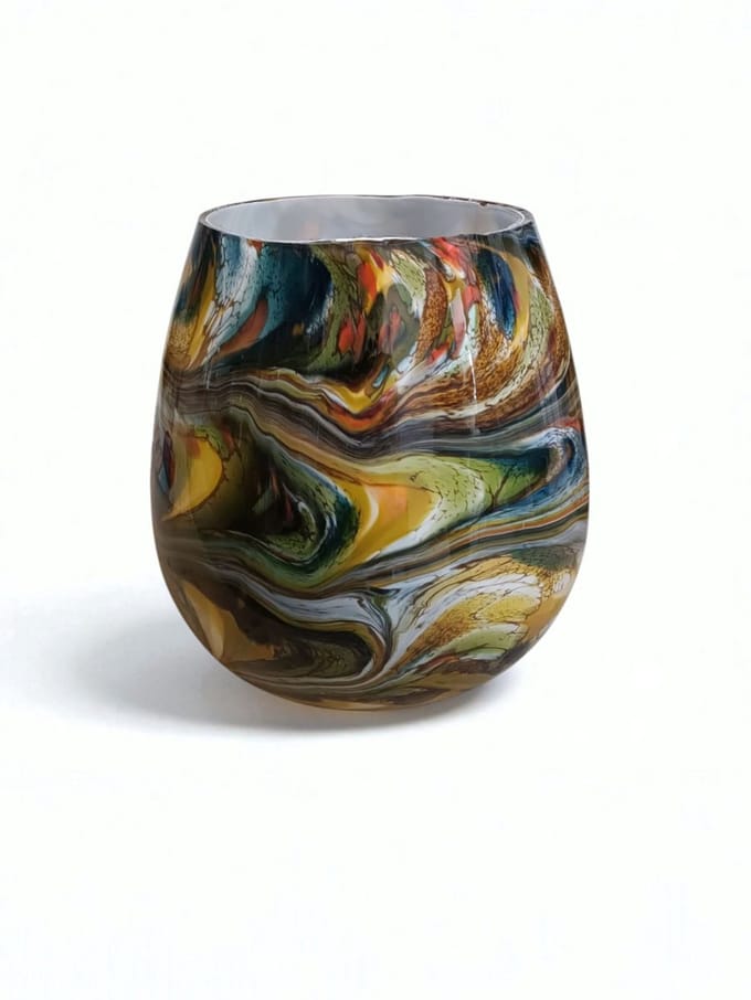 Terroso Jungle - Vaas - Glas, Handmade Mixed Colours, Hoogte 24 cm