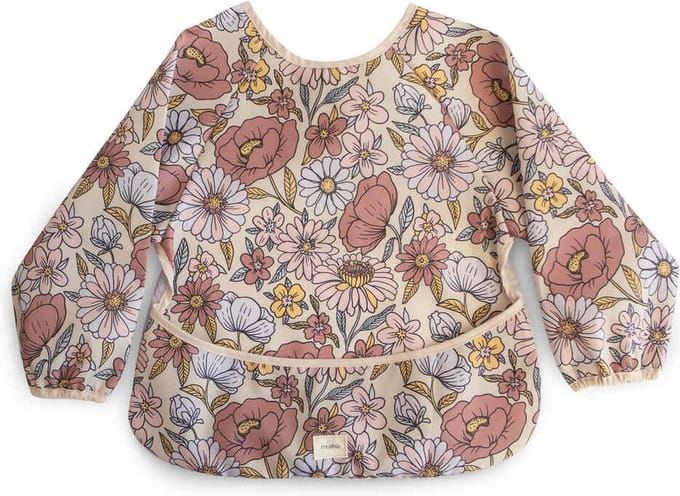 Mushie slabbetje met mouwen – retro bloemen