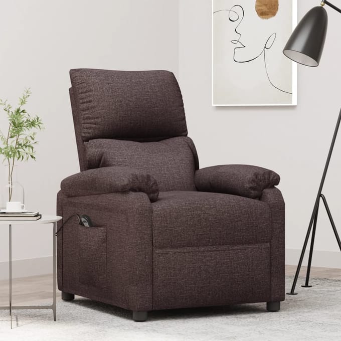 vidaXL Fauteuil verstelbaar elektrisch stof donkerbruin