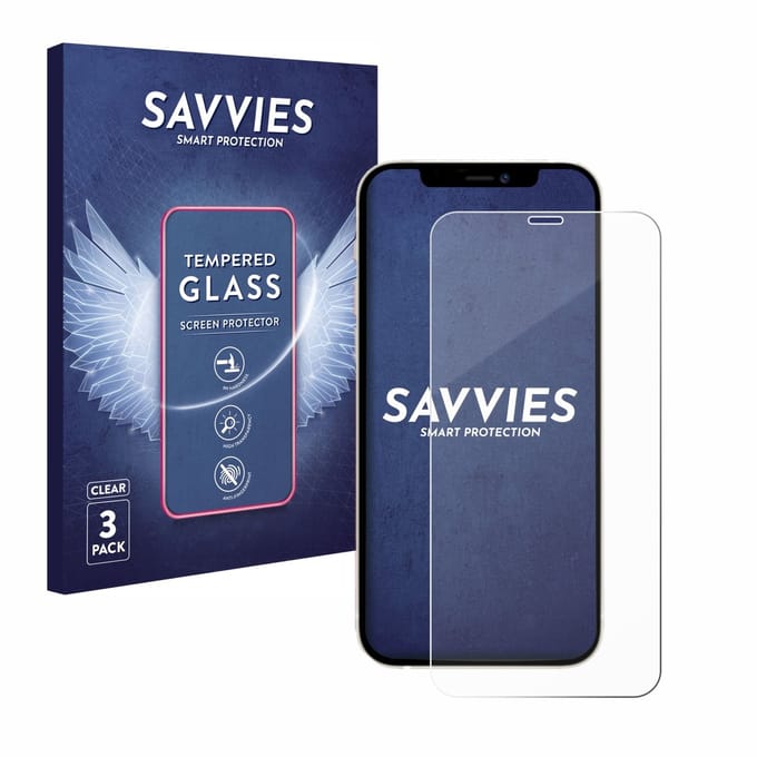 Savvies - Glas Screenprotector voor Apple iPhone 12 Pro - Gehard Beschermglas 9H 3 Stuks