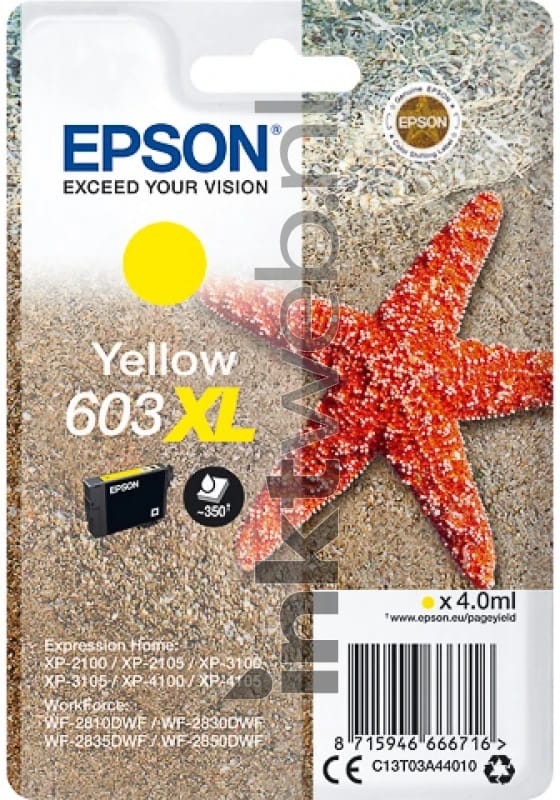 Cartouche d'encre 603 XL Jaune - Epson - Etoile de mer (C13T03A44010) - Faible coût et fiabilité