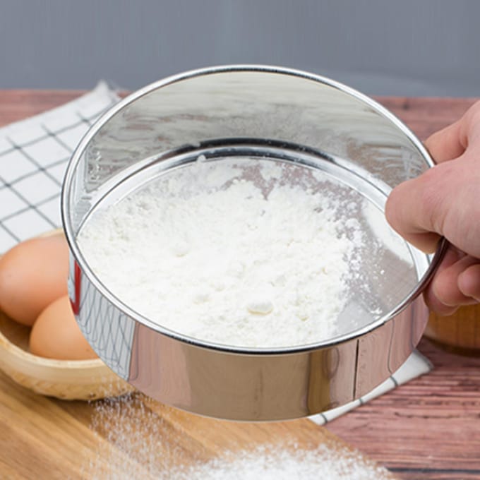 Keuken Roestvrij Staal Handmatige Bloemzeef Zeef Zeef Keuken Koken Bakgereedschap white