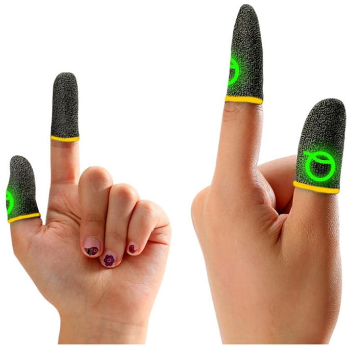 2 Stuks Lichtgevende Mobiele Gaming Controller Vingerhoezen Mobiele Game Handschoenen Touchscreen Vingercondooms brown