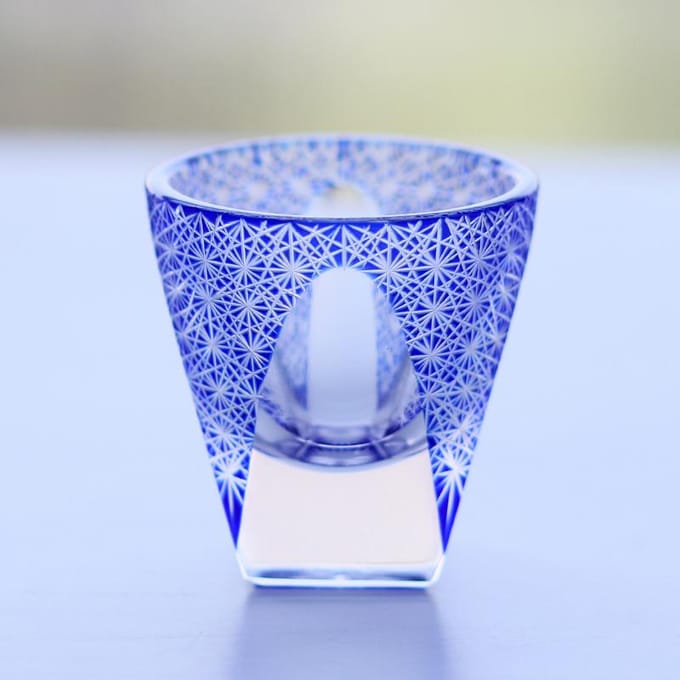 35ml Handgemaakte Edo Kiriko Sakebeker Vier Heren Patroon Japanse Stijl Klein Wijn S Glas