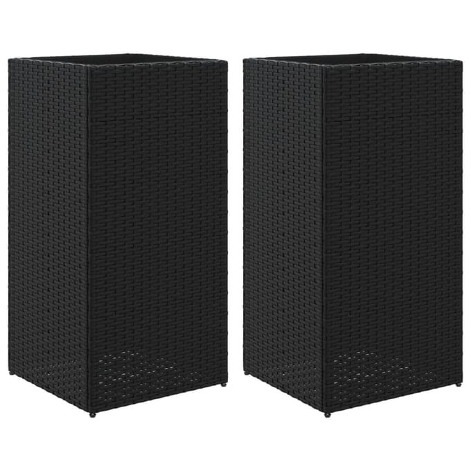 vidaXL - Plantenbakken - 2 - st - 40x40x80 - cm - poly - rattan - zwart