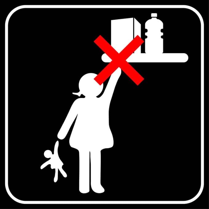 Buiten bereik van kinderen houden sticker 100 x 100 mm
