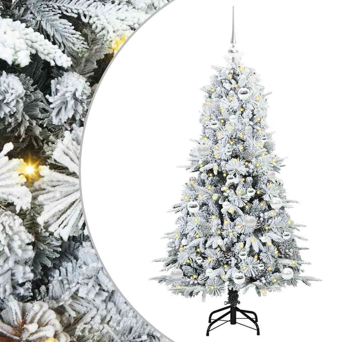 vidaXL - Kunstmatige - Hinged - Kerstboom - met - 150 - LED - Wit - 150 - cm - PE - en - PVC