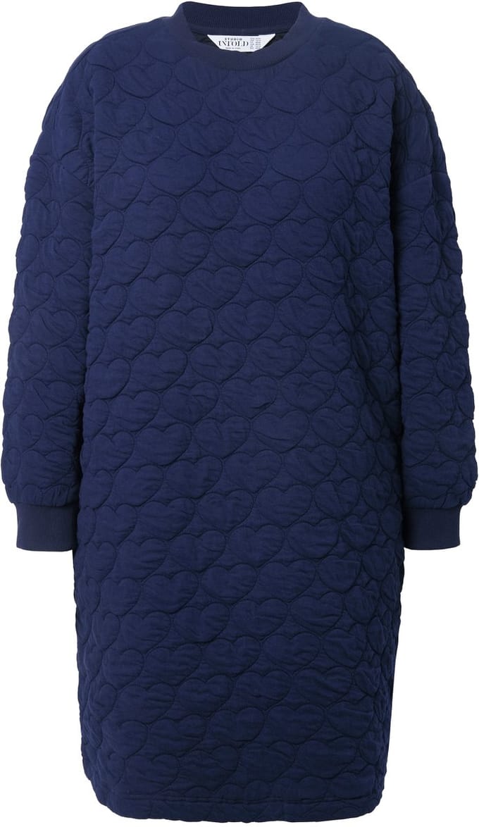 Studio Untold - Dames - Mini-sweatjurk oversized HEART-stiksel - Marine - Maat 42+