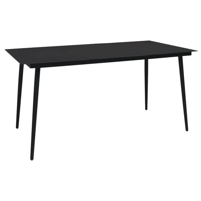 vidaXL - Tuintafel - 150x80x74 - cm - staal - en - glas - zwart
