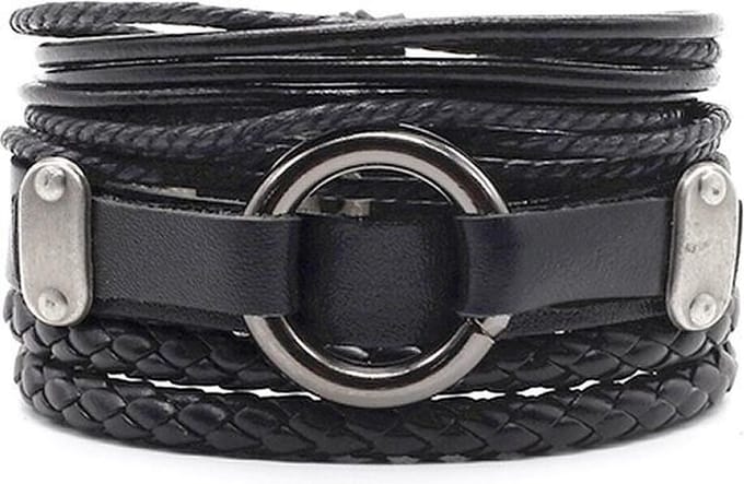 Montebello Armbanden Beata Black - Leer - 316L Steel - 3-delig