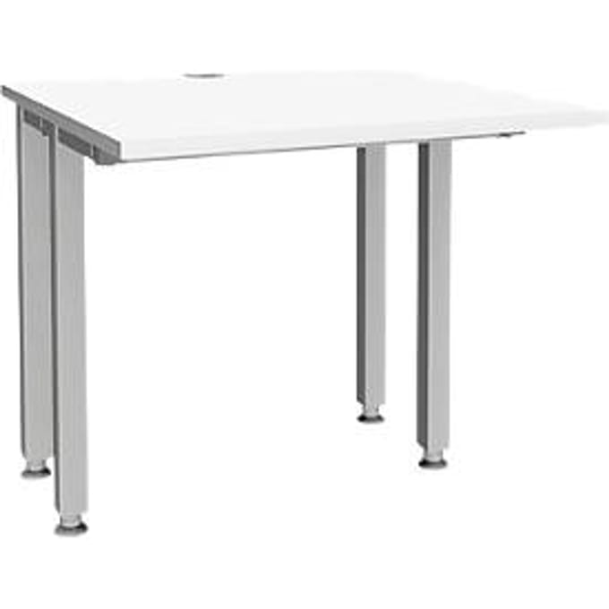 Schäfer Shop Genius MODENA FLEX bureau, 4-poots vierkante buis, ingekorte zijpanelen, B 800 mm, wit