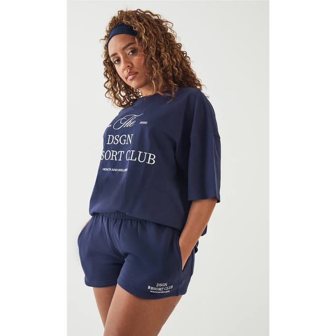 Dames Dsgn Studio Resort Club Sweat Short | Navy | Maat: Small