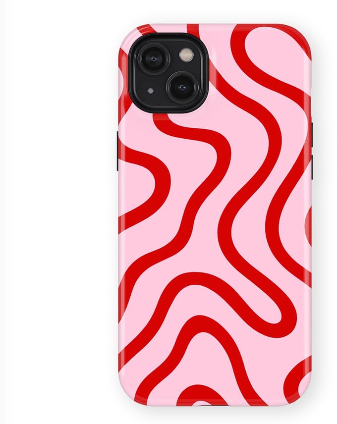 DripCase Curvy Lines Hoesje geschikt voor iPhone 14 Plus | Backcover met Mag | Design Tough Case geschikt voor iPhone 14 Plus Candy Current