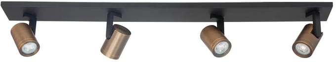 Opbouwspot Aston | Zwart + Brons | GU10 | 4-voudig | 91,5cm