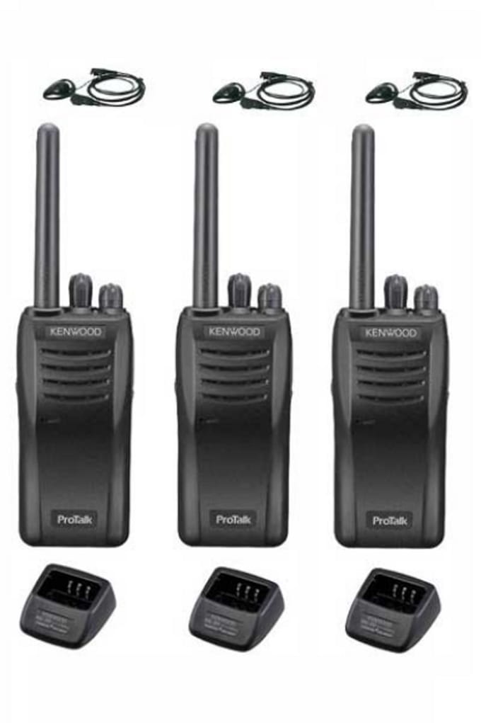 Set van 3 stuks Kenwood TK-3501 met D-shape oortje en tafelladers