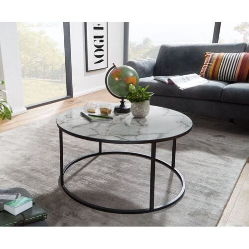 Wohnling Salontafel marmerlook wit 80 cm