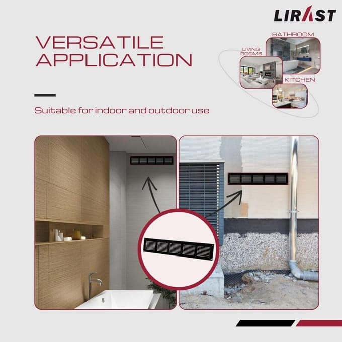 Ventilatierooster 500x100 mm Metaal Zwart met Insectenbescherming
