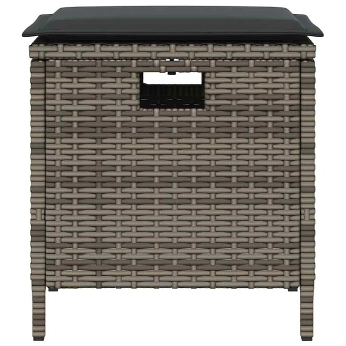 vidaXL - 5-delige - Tuinset - met - kussens - poly - rattan - grijs