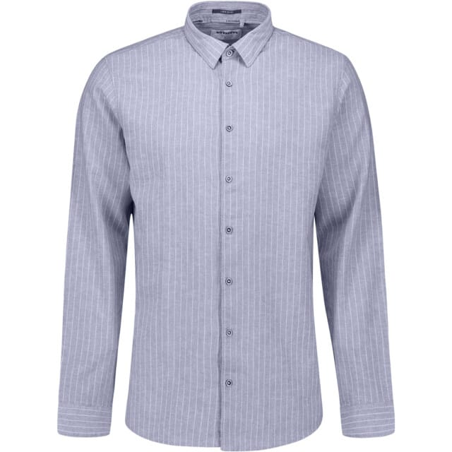 No Excess Shirt vertical small stripe with li indigo blue