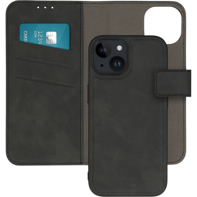 Kees iPhone 15 Luxe 2-in-1 Portemonnee Hoesje Zwart