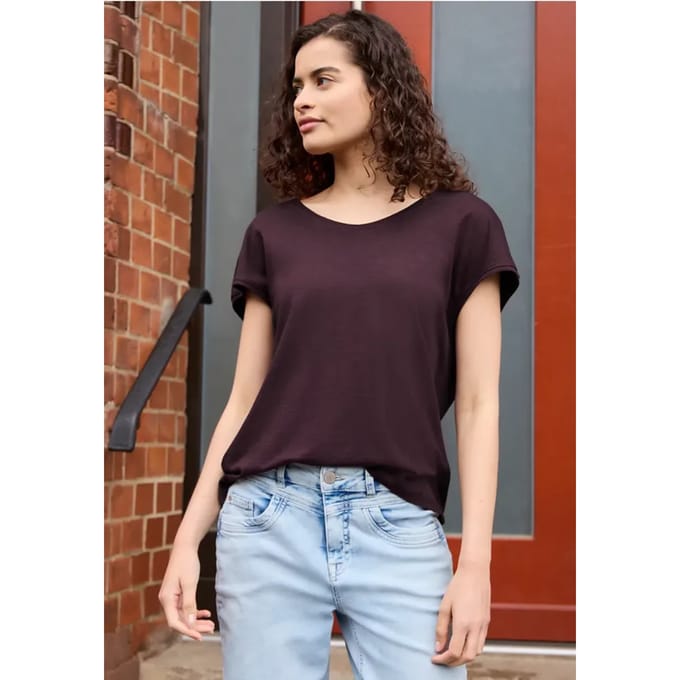 Shirt met hangende schouder in jersey