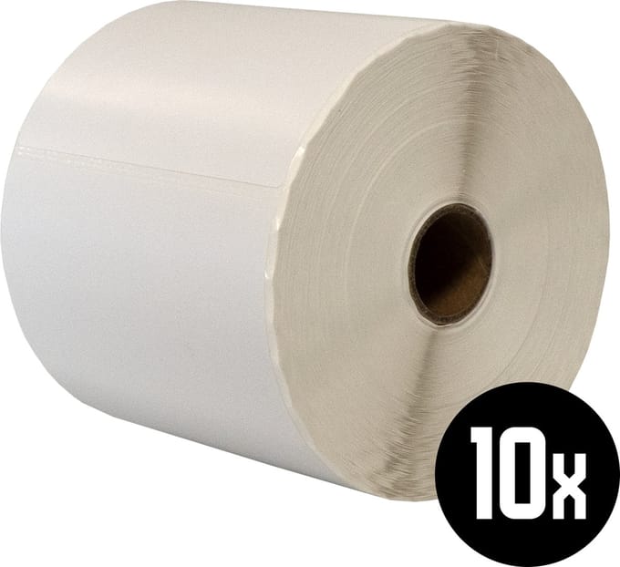 DULA Compatible Zebra Labels 102x210mm - 375 etiketten per rol - kern 25mm - Wit- Permanent - 10 rol