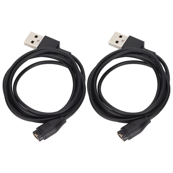 2pcs Câble de Chargeur Compatible pour Montre Intelligente Fitbit Fenix 6X Câble USB de Charge Adaptateur black