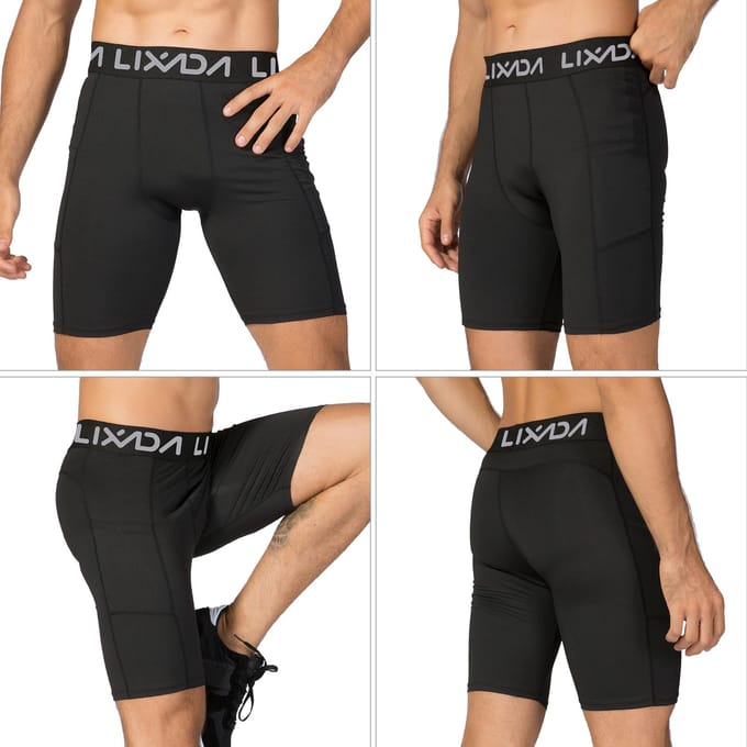 Lixada 3-pack sportshorts voor heren, actief workoutondergoed met zak S gray