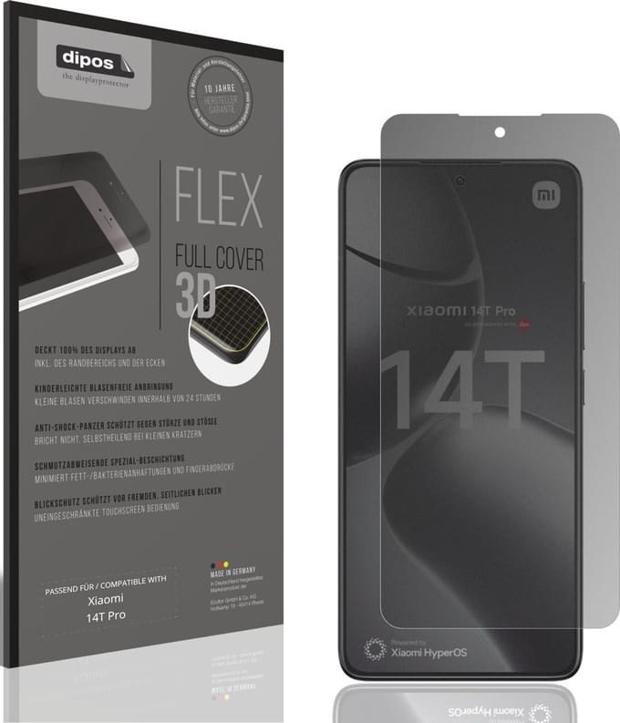 dipos FLEX – Matte Privacy Screenprotector geschikt voor Xiaomi 14T Pro | Volledige Schermbescherming | Case-Friendly