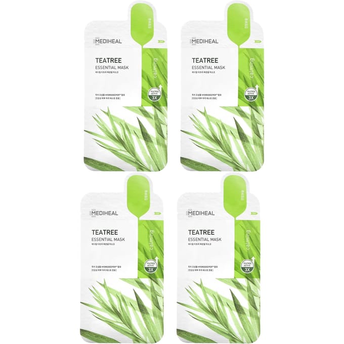 MEDIHEAL, arbre à thé, masque de beauté essentiel, 4 feuilles, 24ml (0,81 fl oz) chaque beige