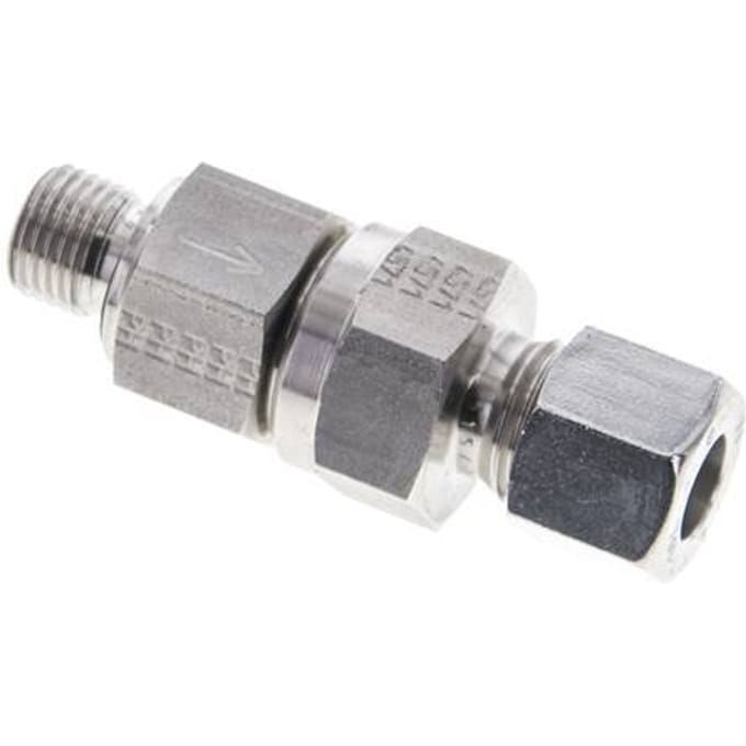 10L (M16x1.5) & G1/4'' Regeling-Uit RVS Terugslagklep Snijring Buitendraad 0.2-250 bar ISO 8434-1