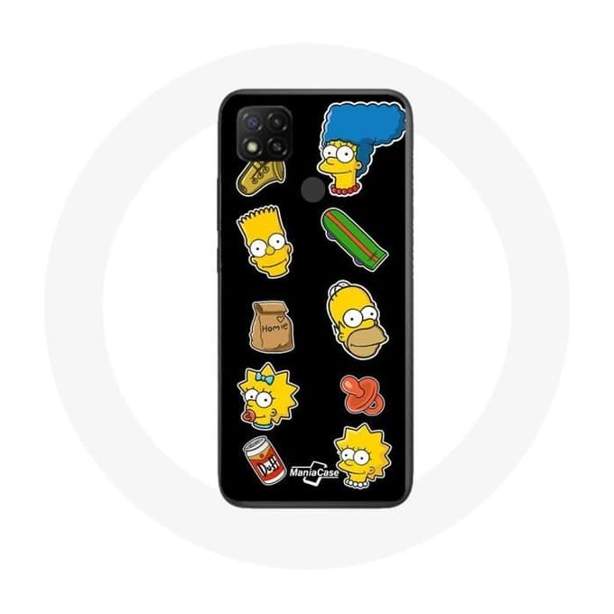 Coque Xiaomi Redmi 9C Les Simpson autocollants fond noir