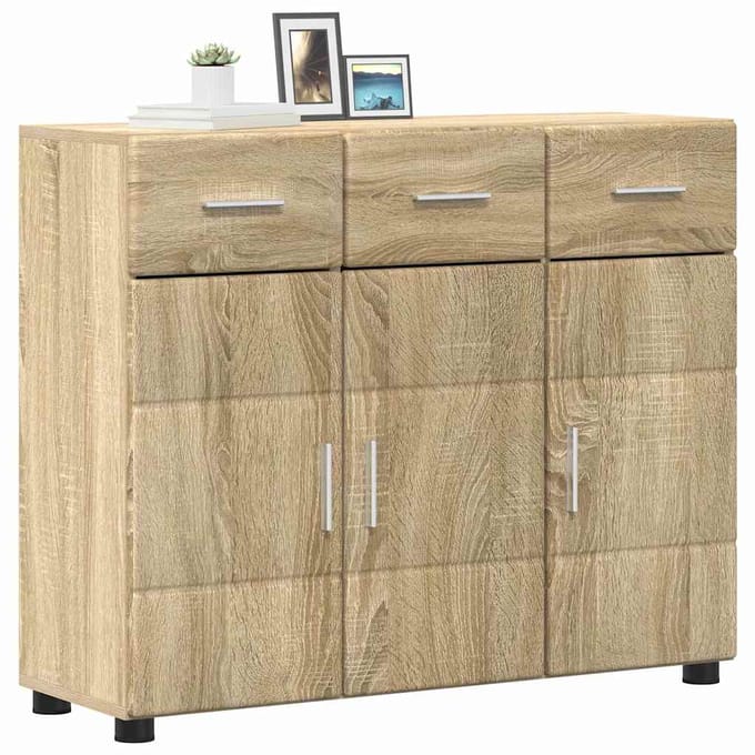vidaXL - Dressoir - FLORIN - 88,5 - x - 30,5 - x - 73 - cm - Sonoma - Eik - Bewerkt - hout