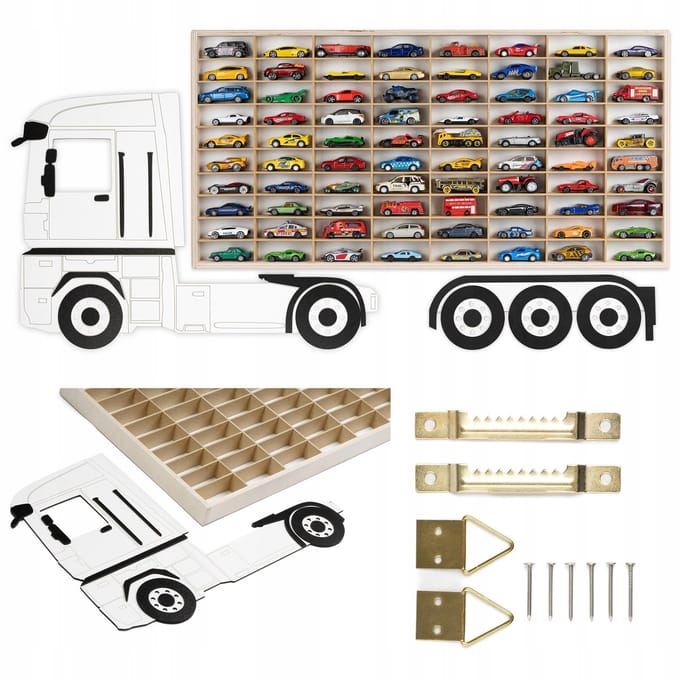 Houten Speelgoed Auto Organizer met 80 Vakjes - Perfect voor Hot Wheels
