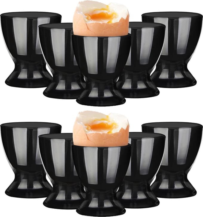 Glasmark Eierdopjes - set 24x - porselein - zwart - 6 cm - in luxe stijl