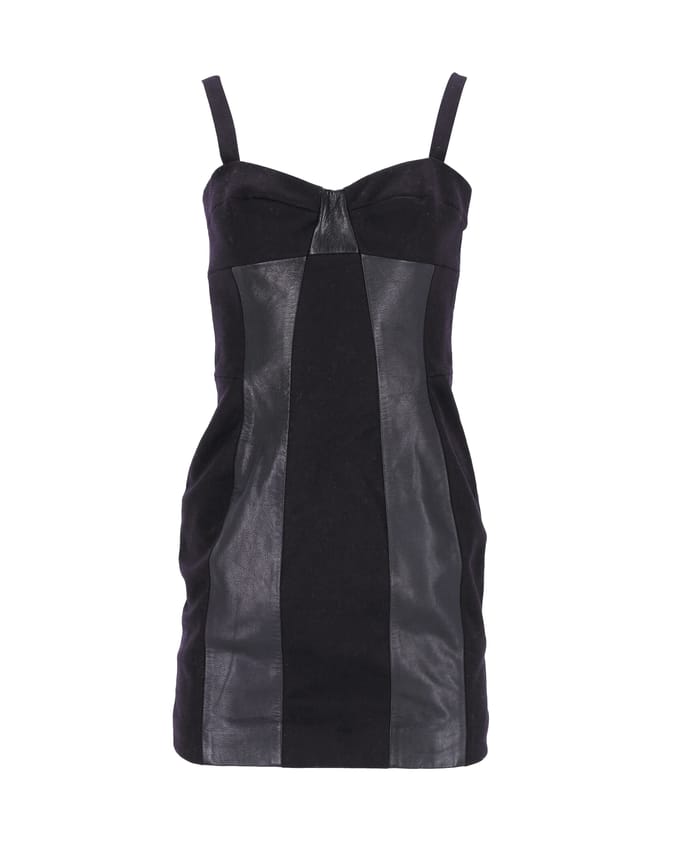 Joseph Panel Corsetjurk in zwarte wol en leer