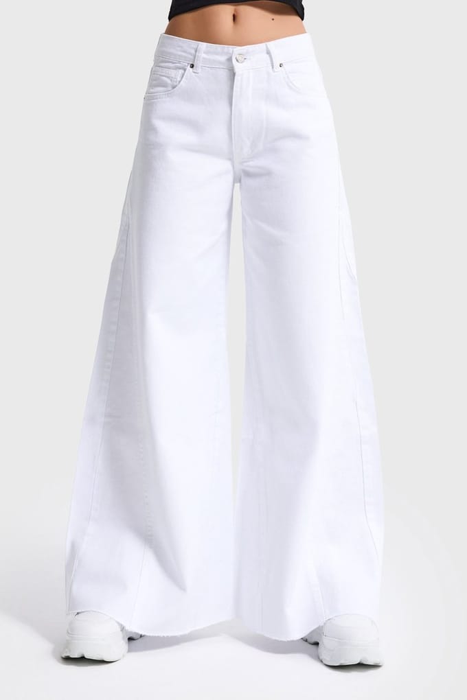 It's Basic - PALAZZO MID RISE JEANS - SNOW